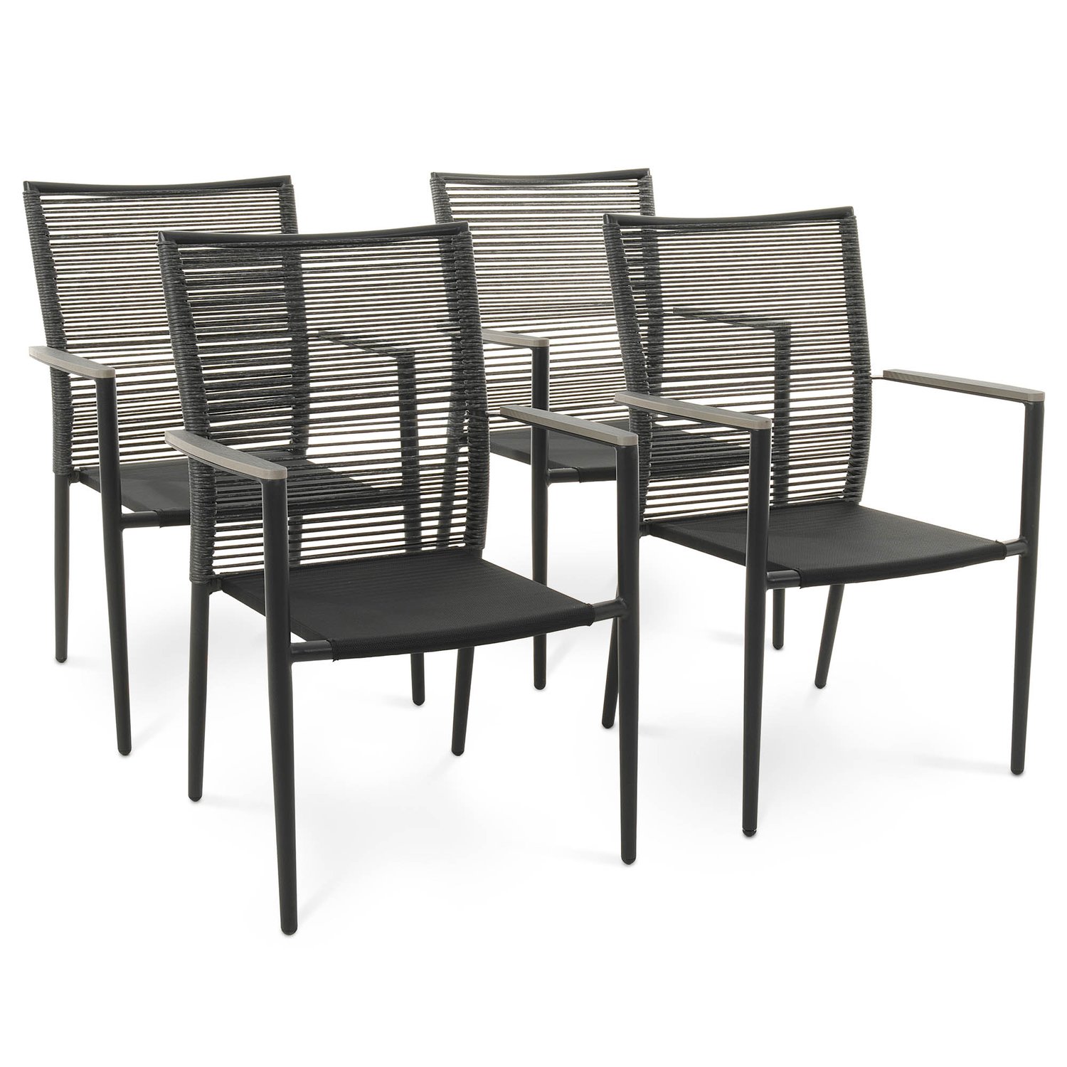 4er Set Gartenstühle Asti - Grau