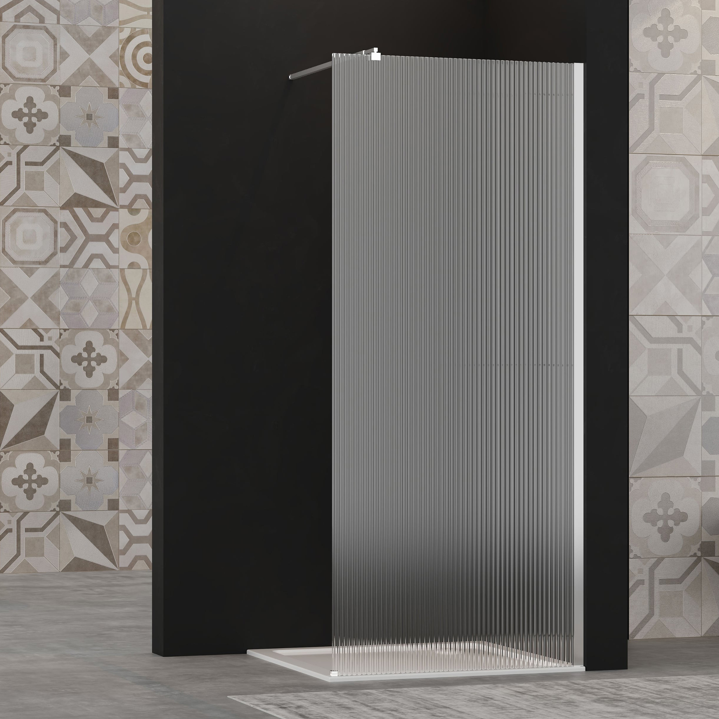 Invena ścianka prysznicowa walk-in 90 cm chrom półmat/szkło ryflowane AK-32-199