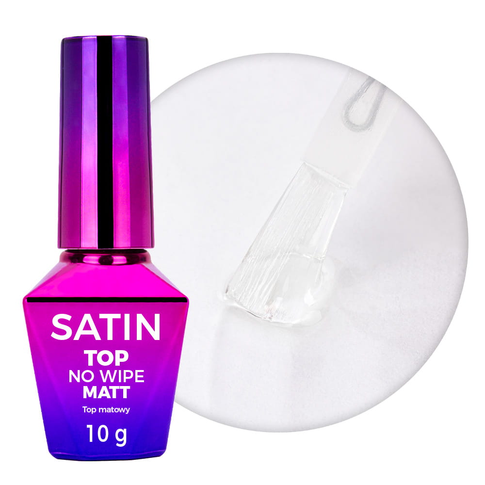 Satin Top Molly Nails matowy top nawierzchniowy no wipe bez przemywania Clear 10g