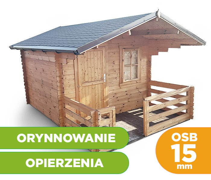 Domek Kanada ogrodowy 300 x 300 cm 28mm + podłoga 15mm, taras + opierzenia i orynnowanie