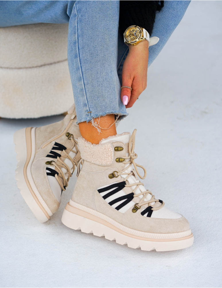 Sportowe Buty Zimowe Trapery Śniegowce Ocieplane Jordan Beige