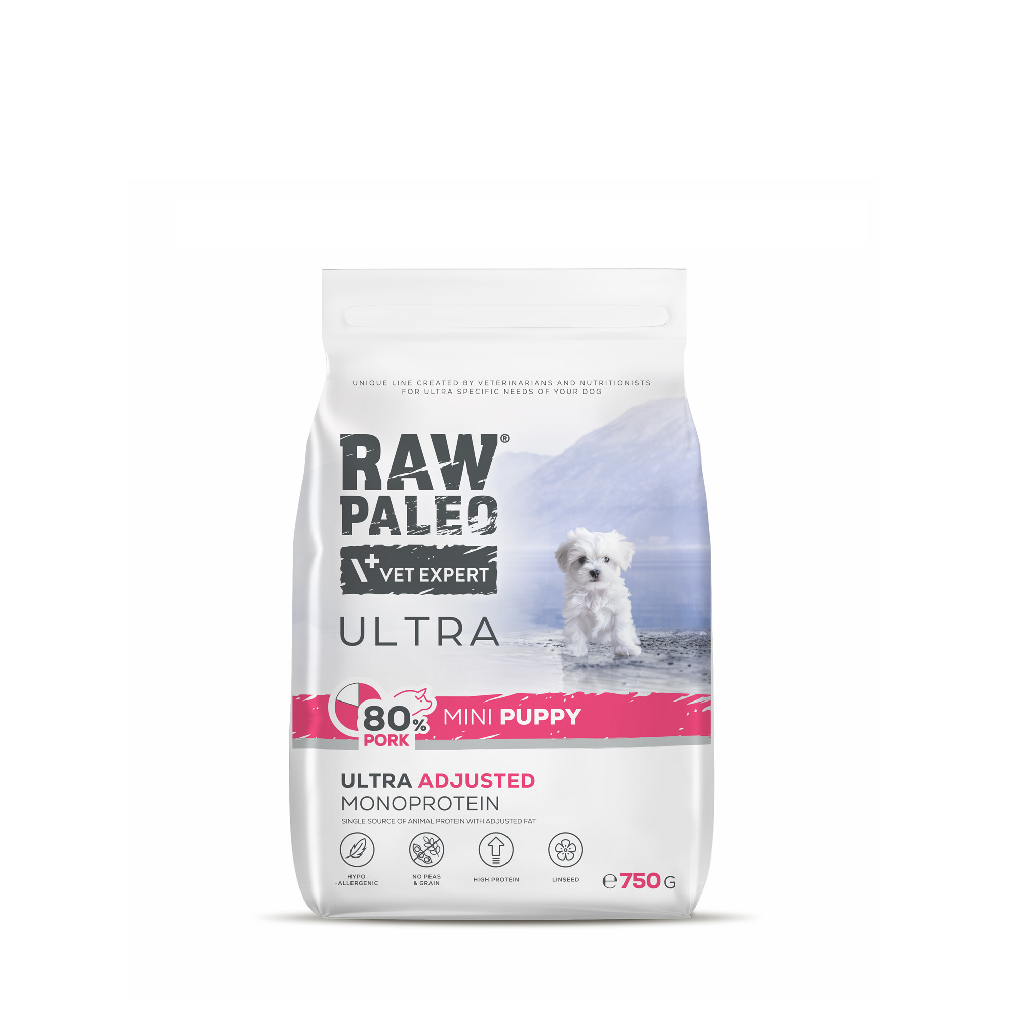 Pork Puppy Mini | RAW PALEO Ultra | 750g | Karma z wieprzowiną dla szczeniąt małych ras | Monoproteina | Hipoalergiczna