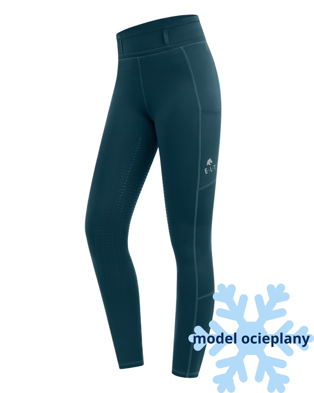 Elt legginsy jeździeckie zimowe Ella junior, petrol blue 24h