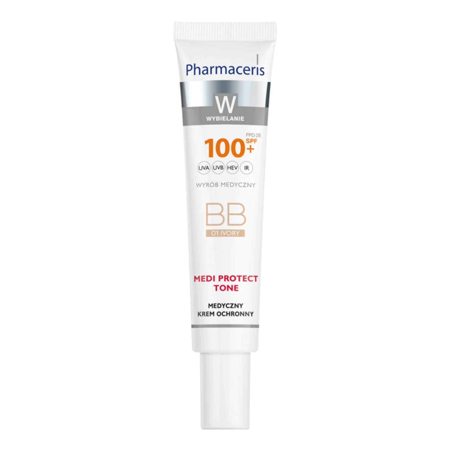 Pharmaceris w medi protect tone - krem ochronny bb, spf 100+, 01 ivory, 40 ml