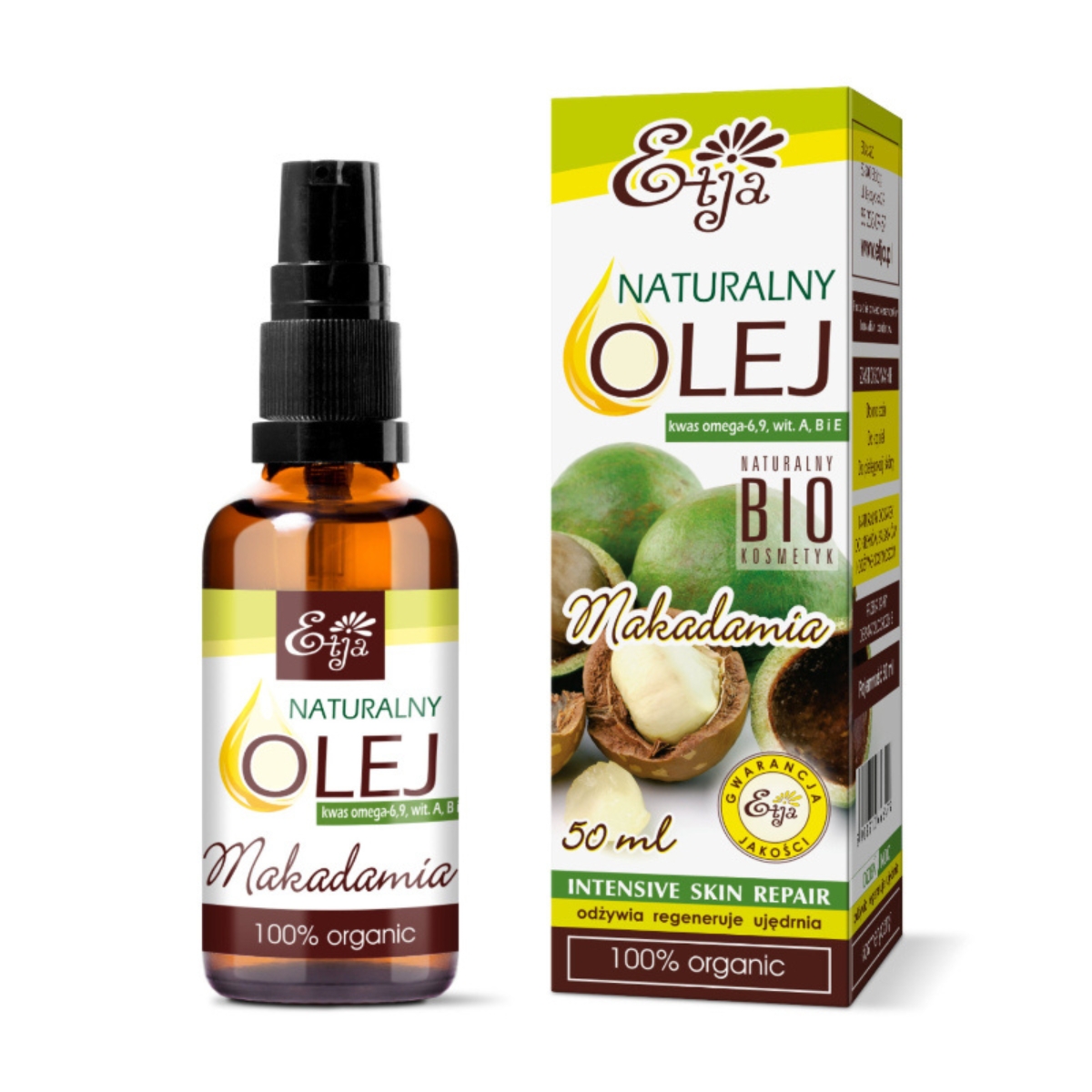 Etja - naturalny olejek makadamia - odżywia, regeneruje, ujędrnia, 50 ml