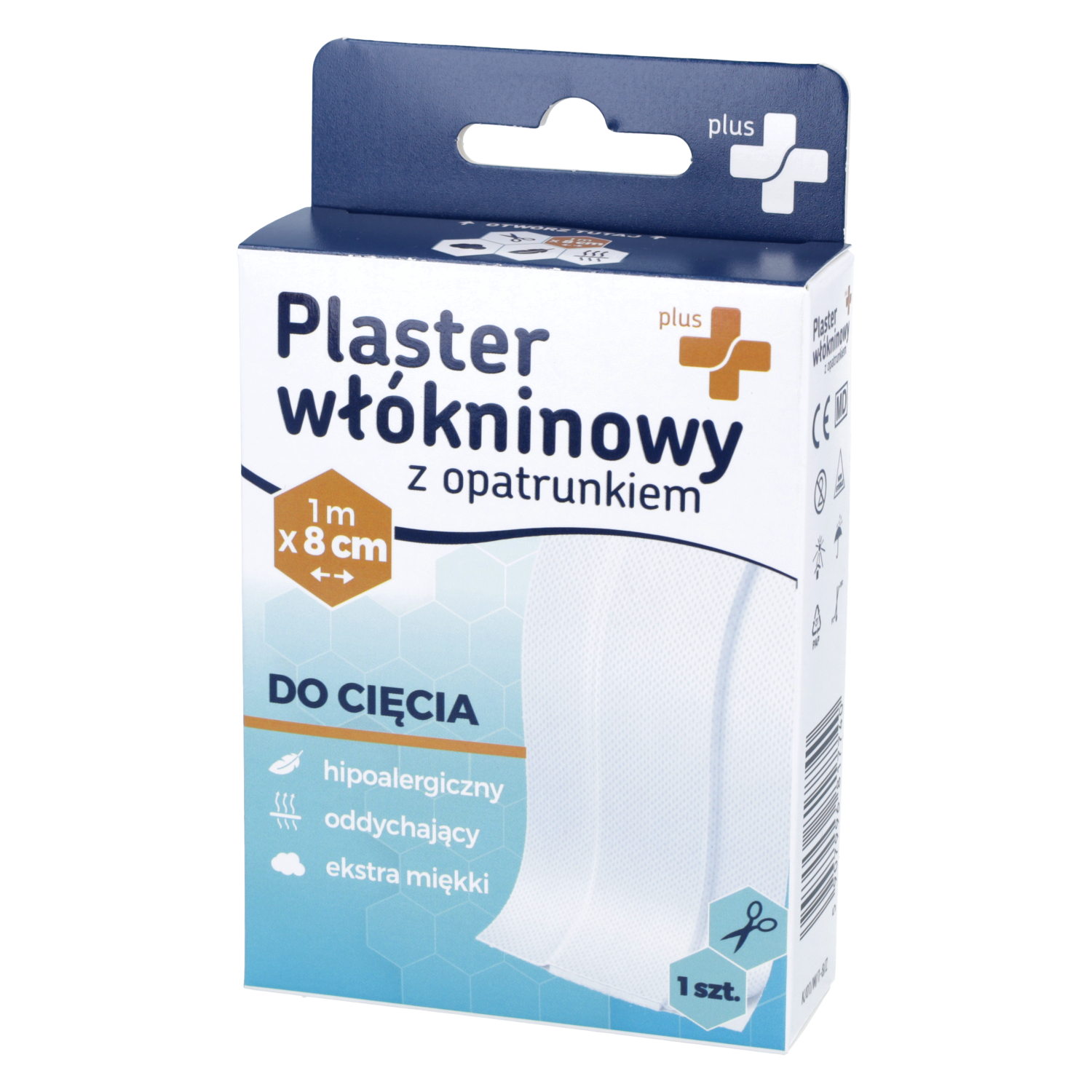 Zdrowe korzyści plus+, plaster włókninowy, 1 m x 8 cm, 1 sztuka