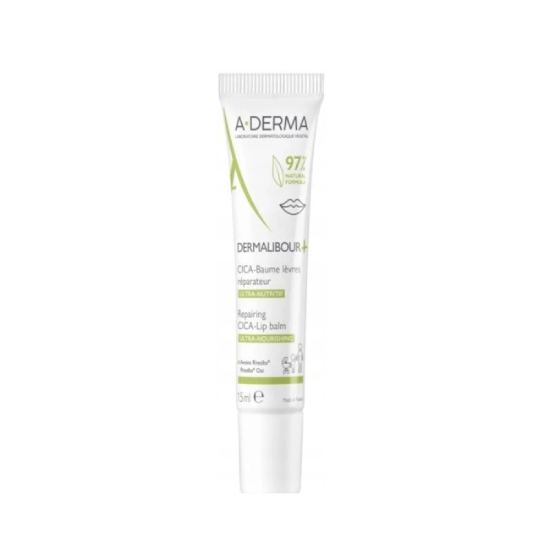 A-derma - dermalibour + cica, regenerujący balsam do ust, 15 ml