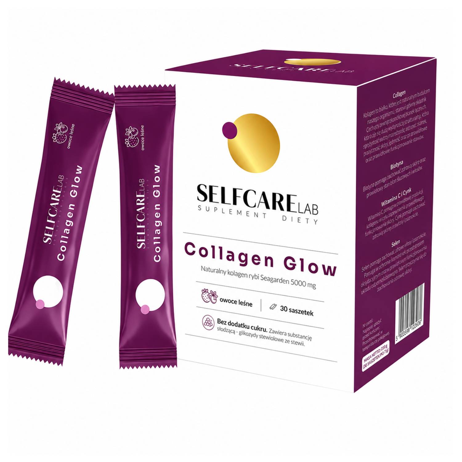 Selfcarelab, collagen glow, smak owoce leśne, 30 saszetek