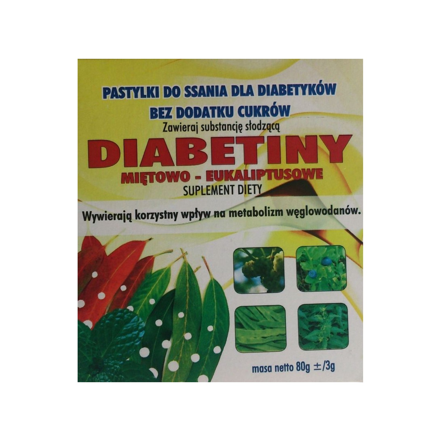 Planta-lek, pastylki diabetiny miętowo-eukaliptusowe, 80 g