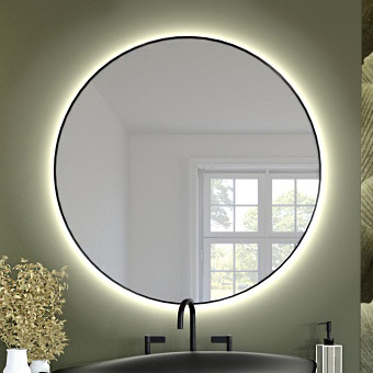 Baltica Design Bright lustro 100 cm okrągłe z oświetleniem LED czarne barwa ciepła - Wysyłka w 24h