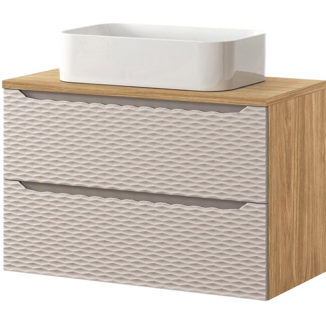 COMAD Zestaw mebli OCEAN BEIGE szafka z blatem 90 cm, umywalka KATI