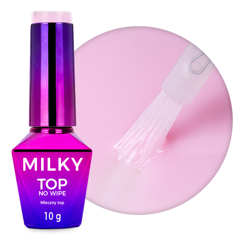 Top Milky MollyNails mleczny no wipe bez przemywania Milky Blush HEMA/Di-HEMA Free 10 g