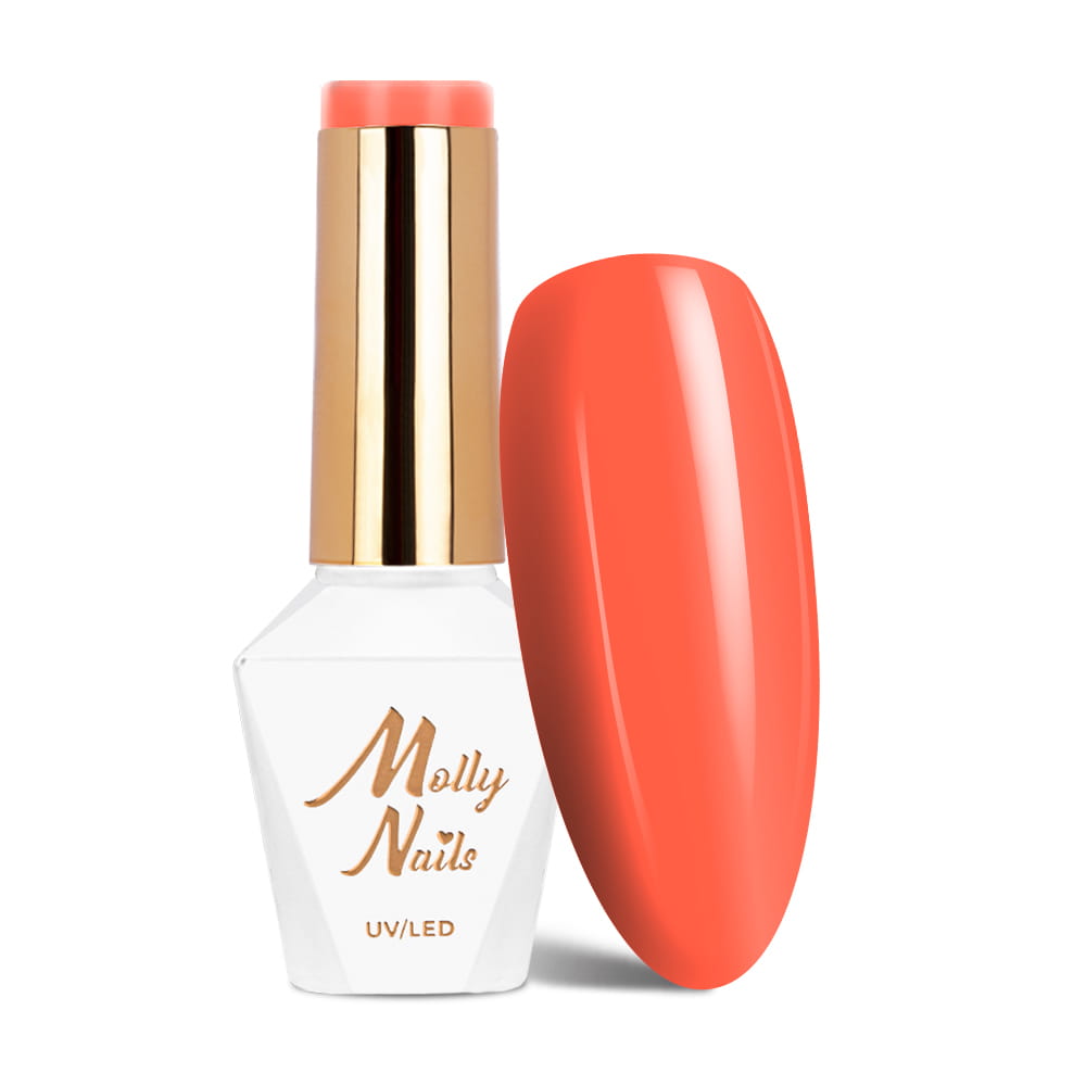 Lakier hybrydowy LED/UV Gel Polish Molly Nails Power Flower Nr 721 Orange Velvet HEMA/Di-HEMA Free 8g