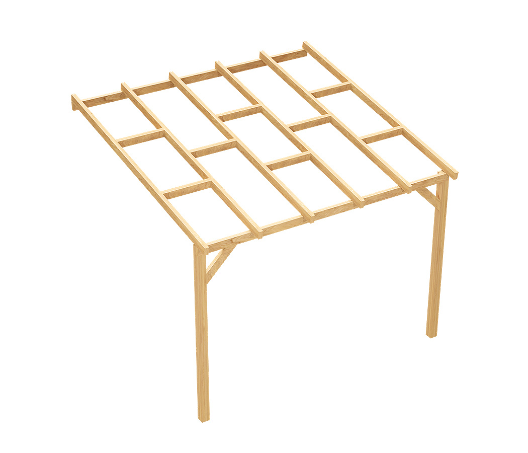 Zadaszenie tarasu 300 x 309 cm pergola ogrodowa przyścienna drewniana
