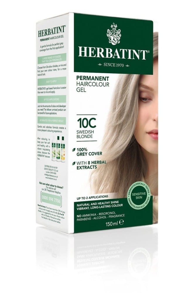 NATURALNA FARBA DO WŁOSÓW Herbatint trwała 10C SZWEDZKI BLOND 150 ml