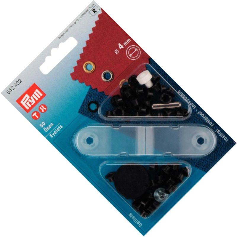 oczka kaletnicze fi 4mm czarne 50szt PRYM 542402 .