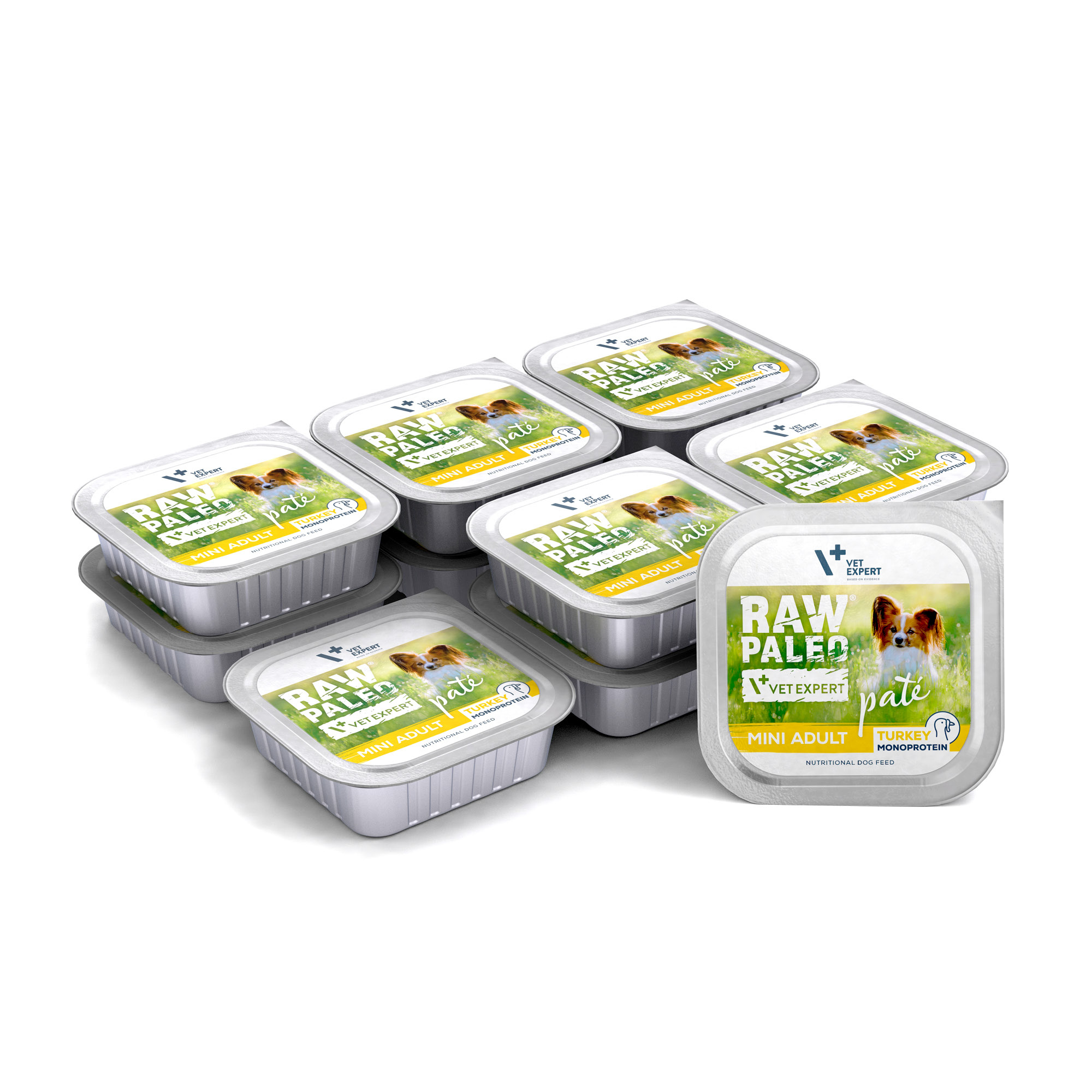 Turkey Adult Mini | RAW PALEO Pate | 12x150g | Mokra karma z indykiem dla małych psów dorosłych