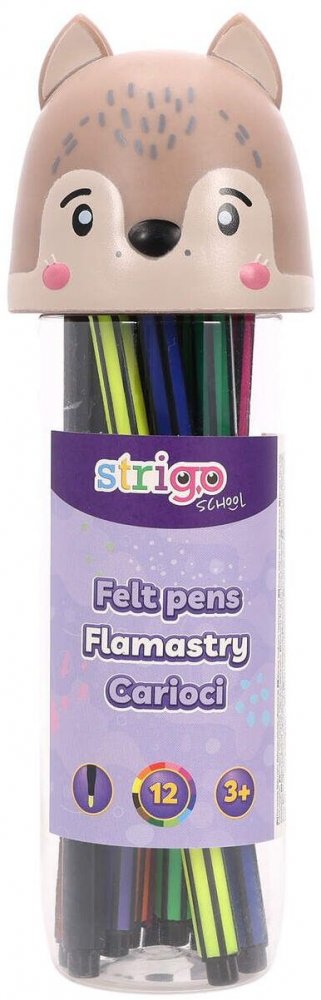 Strigo flamastry Wilk SSC479, 12 szt. – zestaw pisaków, mix kolorów