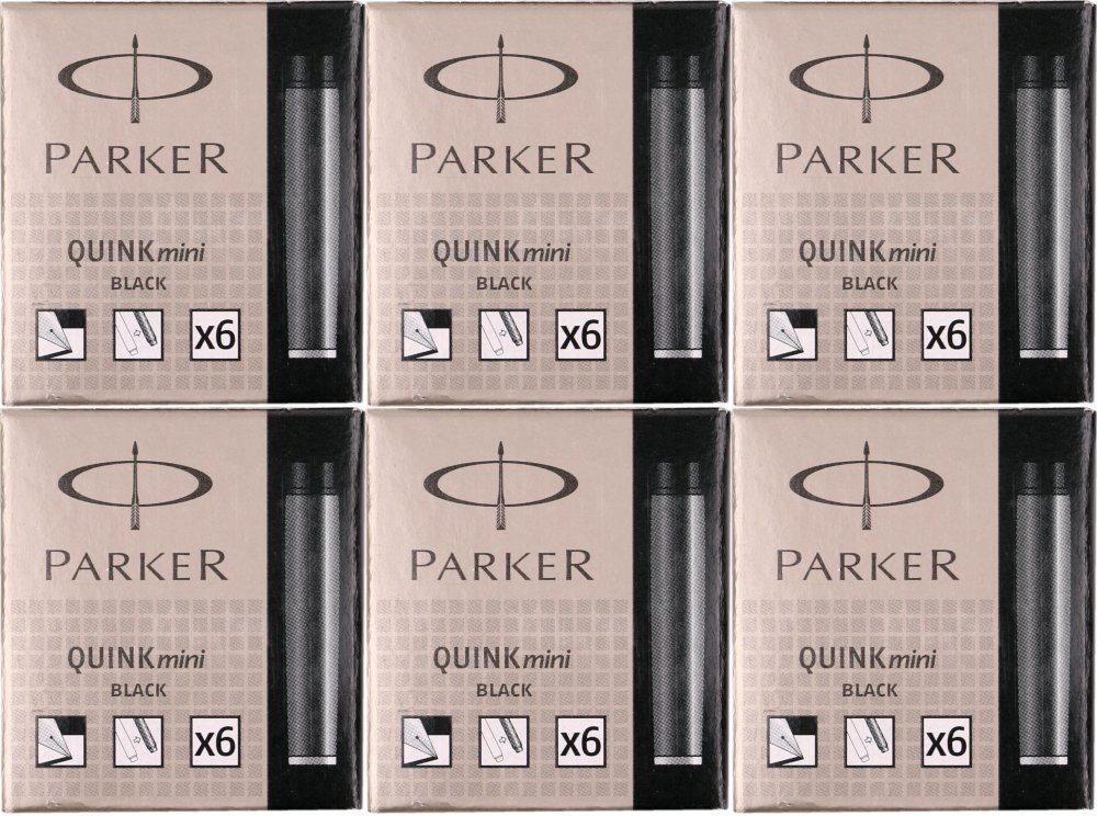 Parker naboje do pióra wiecznego krótkie, 6 szt., czarny