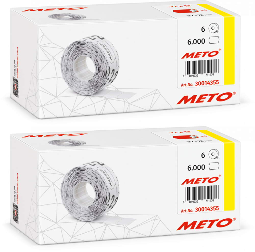 Meto etykiety cenowe do metkownicy jednorzędowej 22x12 mm, 1000 szt. (6 rolek), czerwone