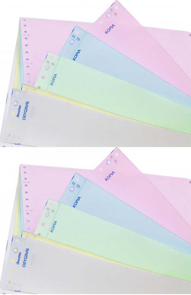 Papier samokopiujący Drescher 240 mm x 6" 1+2 z nadrukiem, 1200 składek