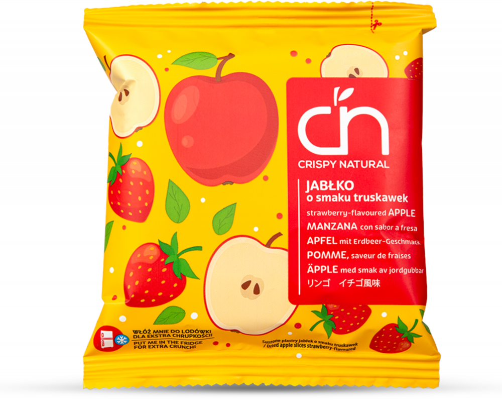 Crispy Natural Suszone jabłka o smaku truskawki chipsy, 18 g