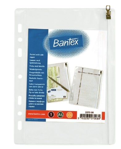 Bantex Koszulka na dokumenty A5 140μm z suwakiem 10 szt. transparentna