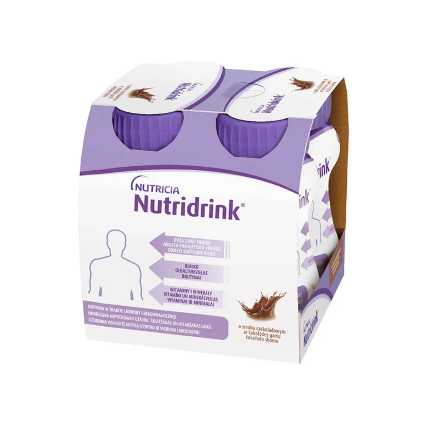 Nutridrink, smak czekoladowy, płyn, 4 x 125 ml