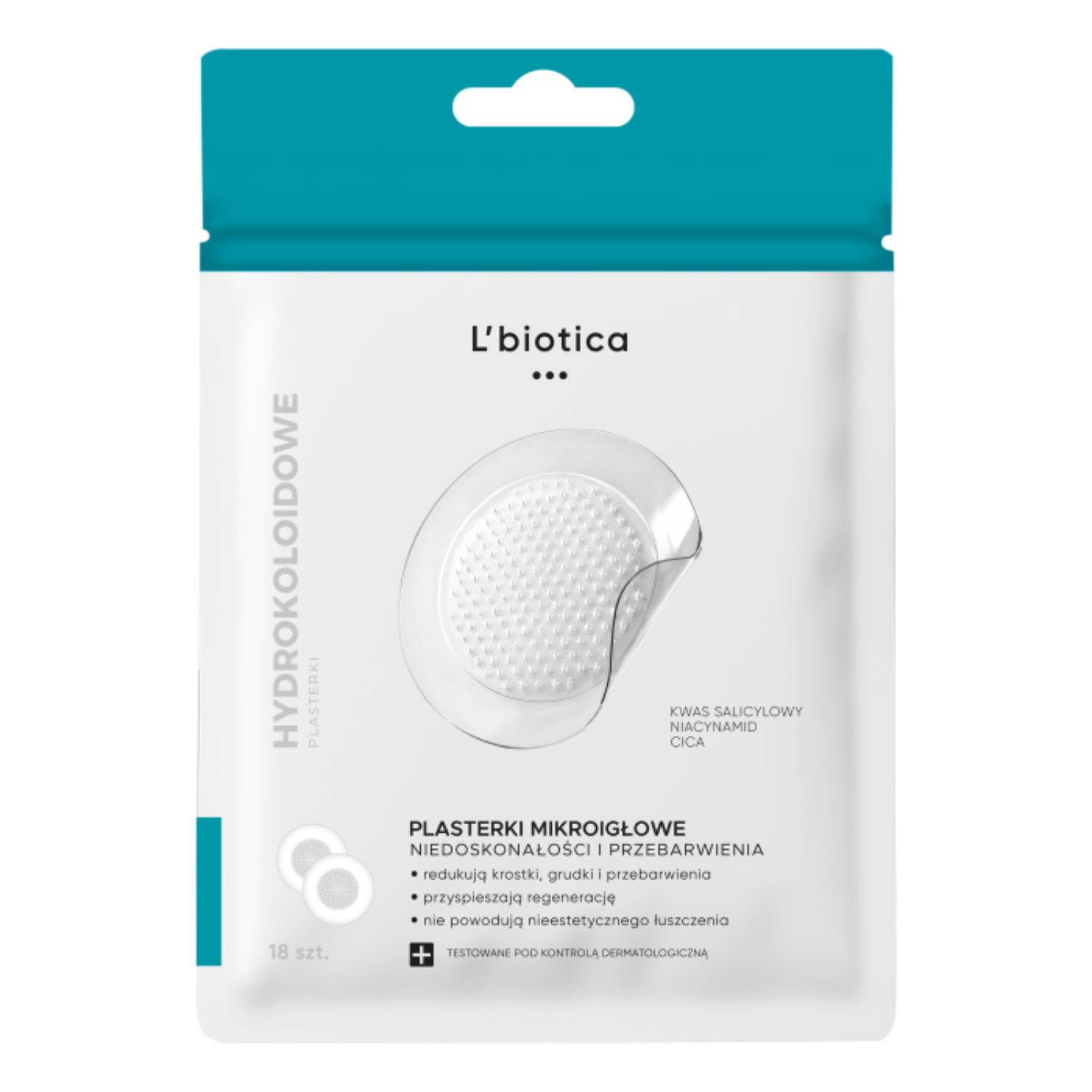 L'biotica - hydrokoloidowe plasterki mikroigłowe na niedoskonałości i przebarwienia, 18 sztuk