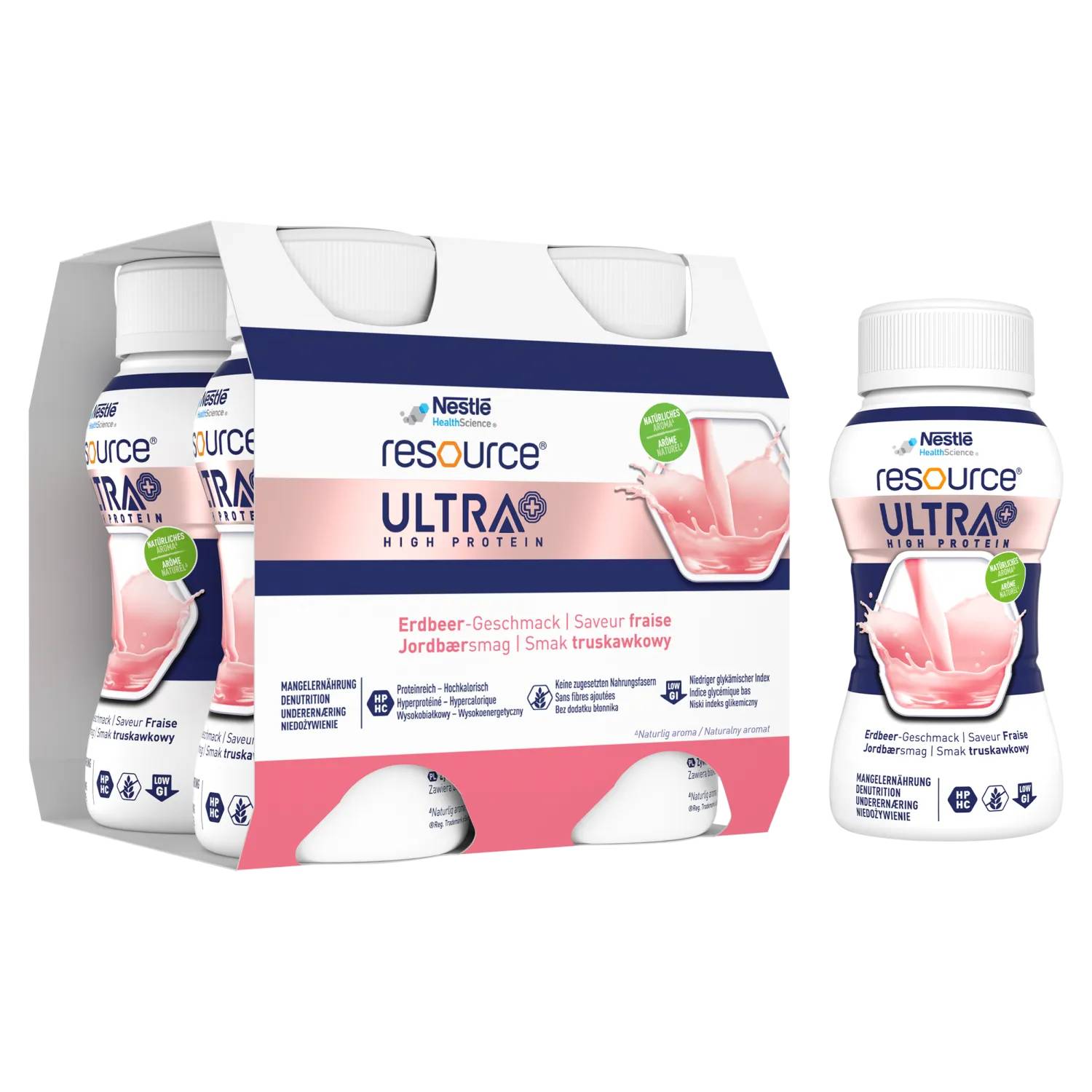 Resource ultra+ - preparat odżywczy, smak truskawkowy, 4 x 125 ml