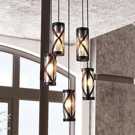 Rabalux Oberon lampa wisząca 5x40W brązowy/bursztynowy 5340