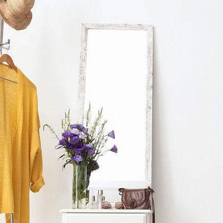 Styler Lahti lustro prostokątne 127x47 cm rama bielone przecierane drewno mat LU-01169