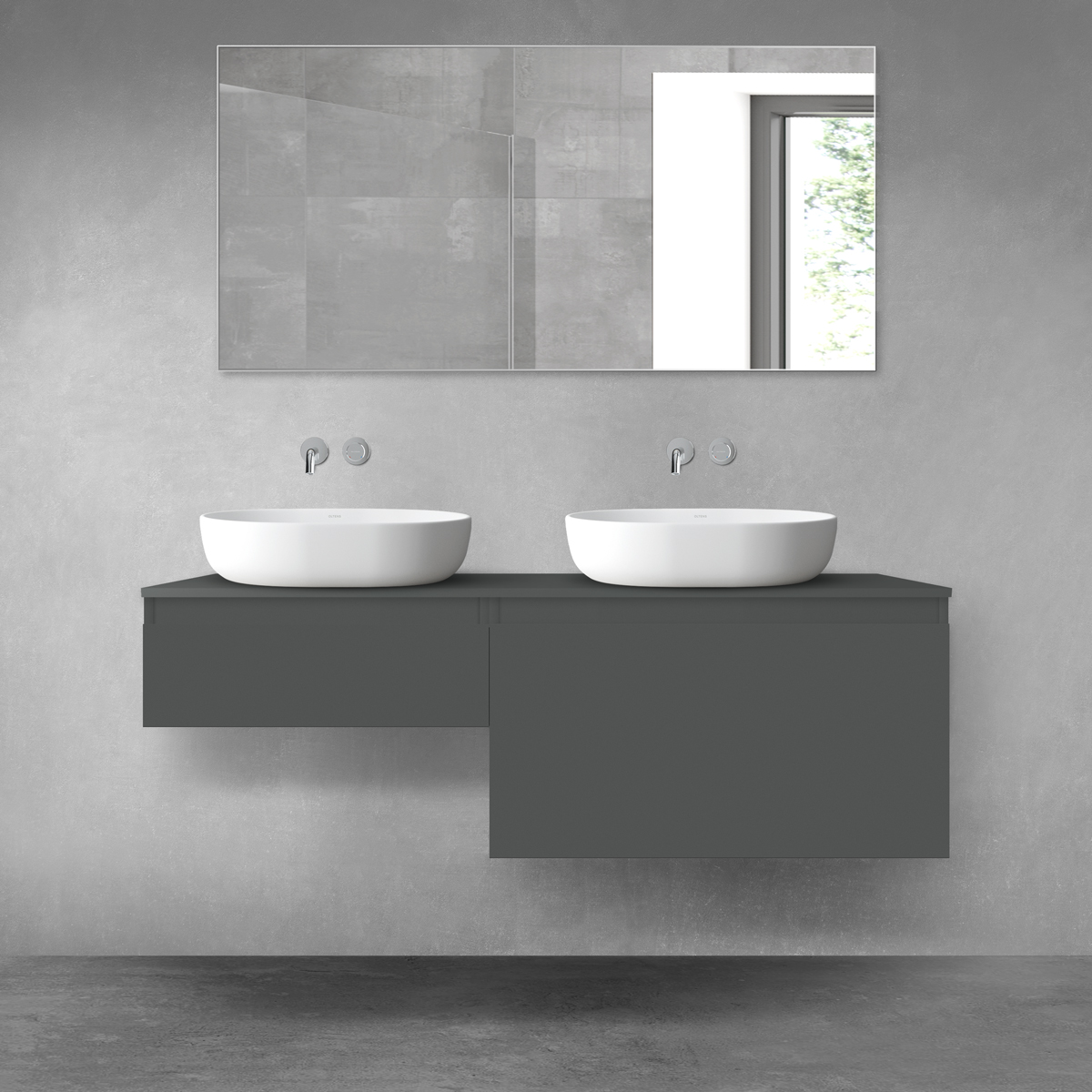 Oltens Vernal zestaw mebli łazienkowych 140 cm z blatem grafit mat 68304400 - Wysyłka w 24h
