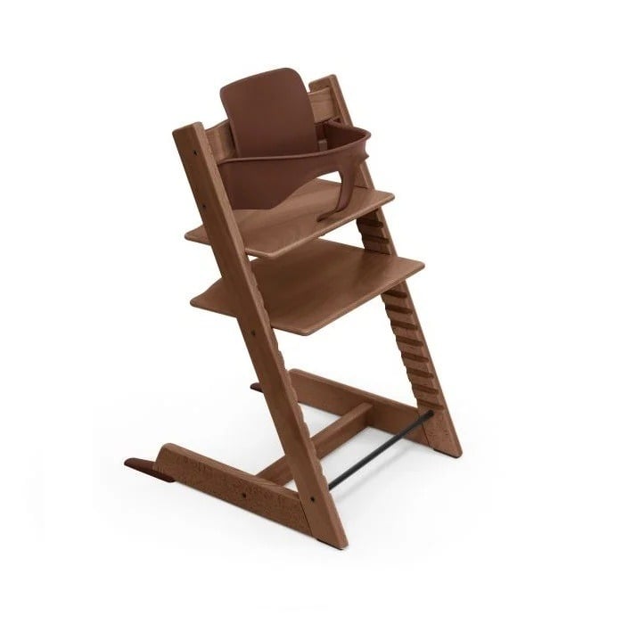 Stokke Tripp Trapp + zestaw Baby Set + tacka - rosnące krzesełko do karmienia z akcesoriami-Warm Brown-Black