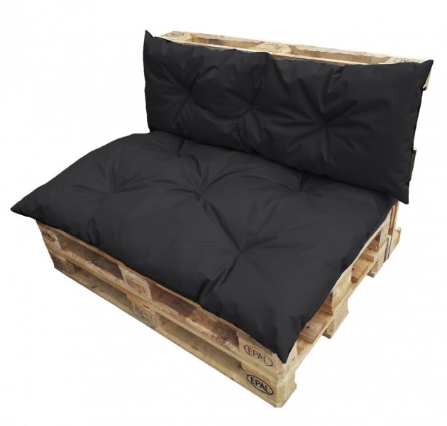 Komplet poduszek ogrodowych na palety 120x80 + 120x40 wz. Czarny