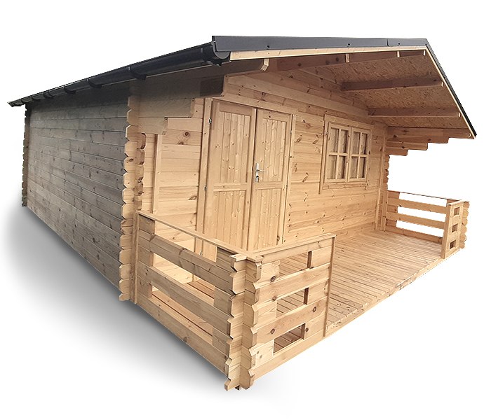 Domek Ogrodowy letniskowy Jeremi 16m2 400x400cm 35mm z podłogą i tarasem 150 cm