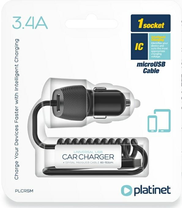 PLATINET Ładowarka USB samochodowa 45485 3,4A PLCRSM kabel micro USB - Henryx24