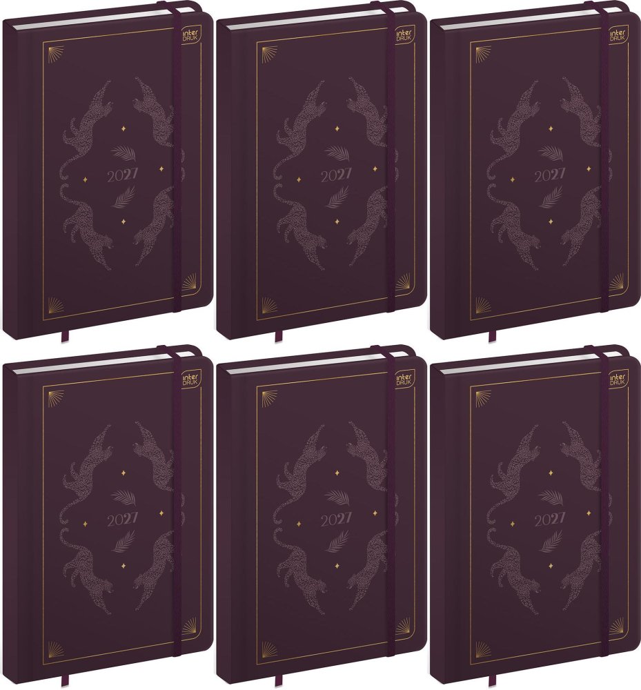 6x Kalendarz książkowy 2027 Interdruk, Metallic Satin, B6, tygodniowy