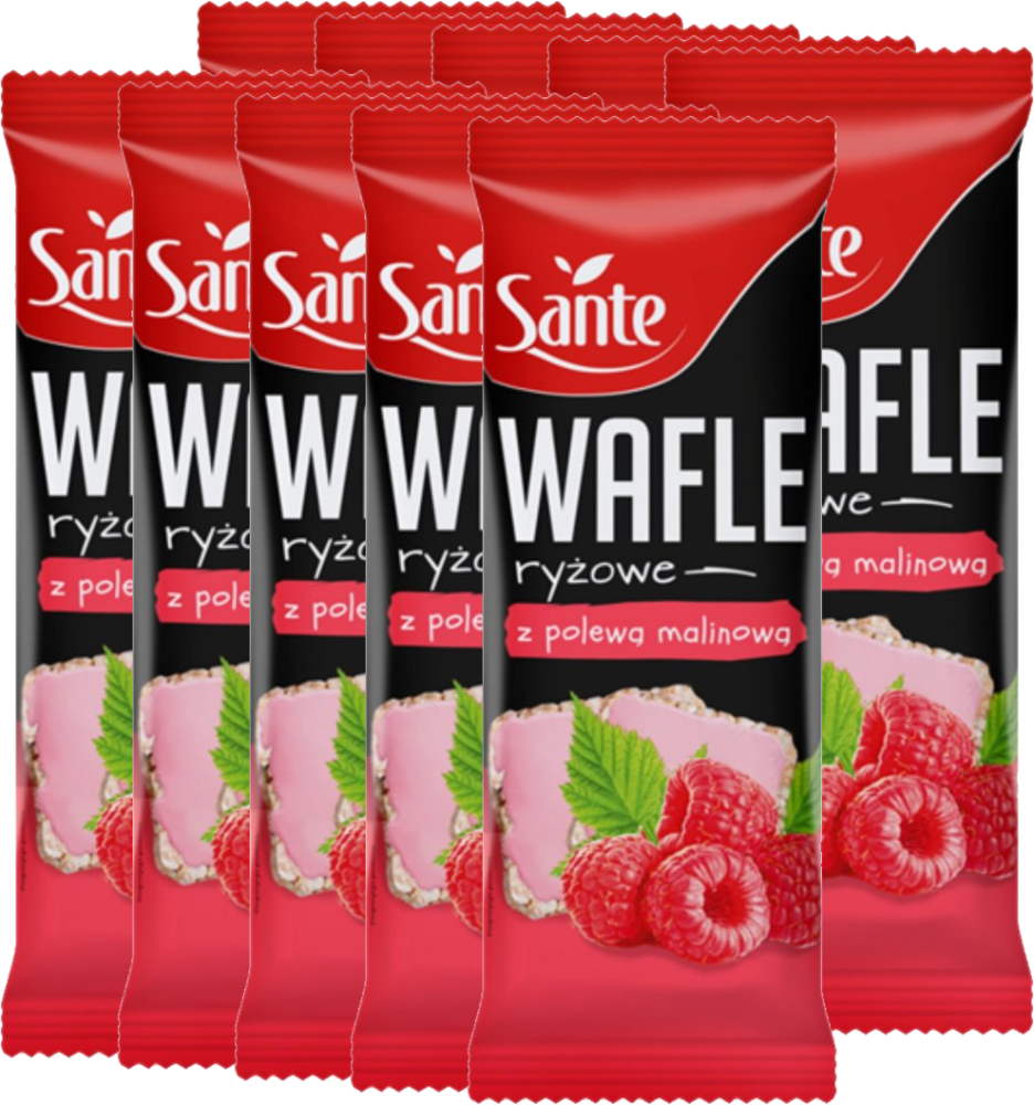 Wafle ryżowe Sante z polewą malinową 66 g
