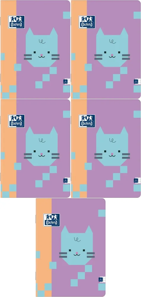 Zeszyt A5 w kratkę Oxford Zoo Blocks, 16 kartek, mix wzorów