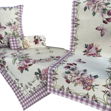 Bieżnik na stół Fiolet Kratka 40x100cm Chenille