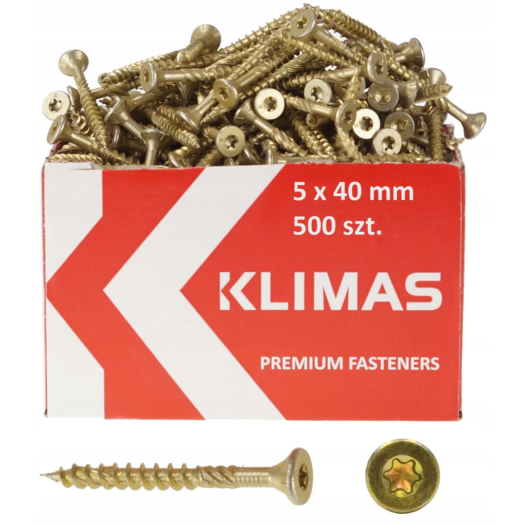 Wkręty ciesielskie do drewna z łbem stożkowym 5 x 40mm 500 sztuk TORX