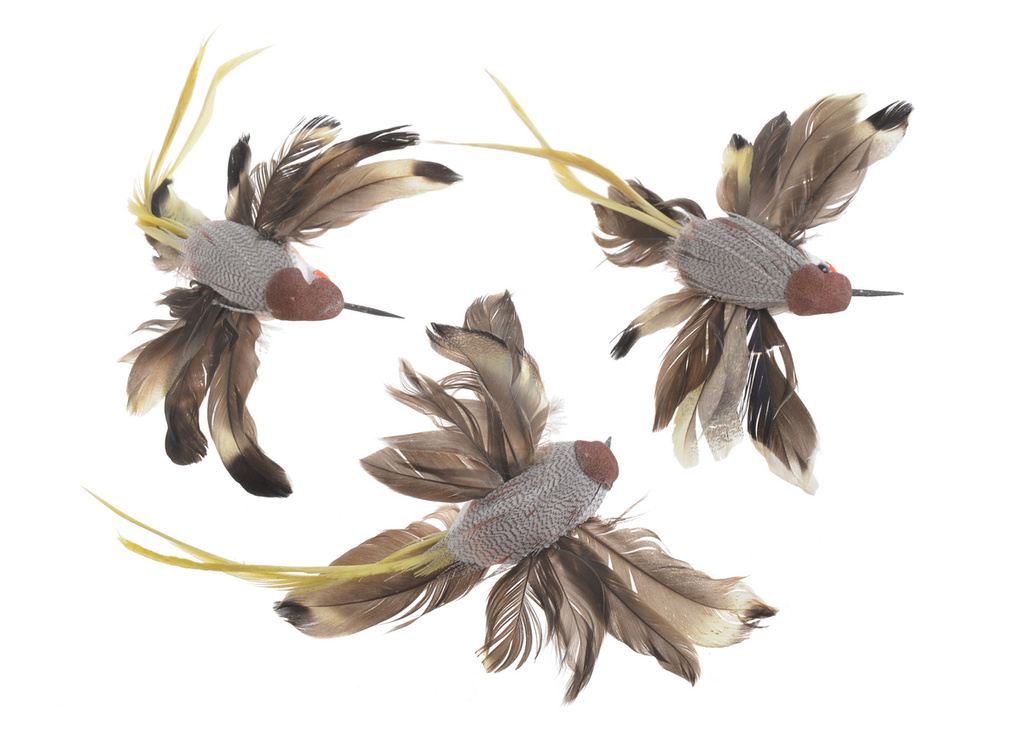 Ptaszki Kolibry z żółtym ogonem 3szt 17cm