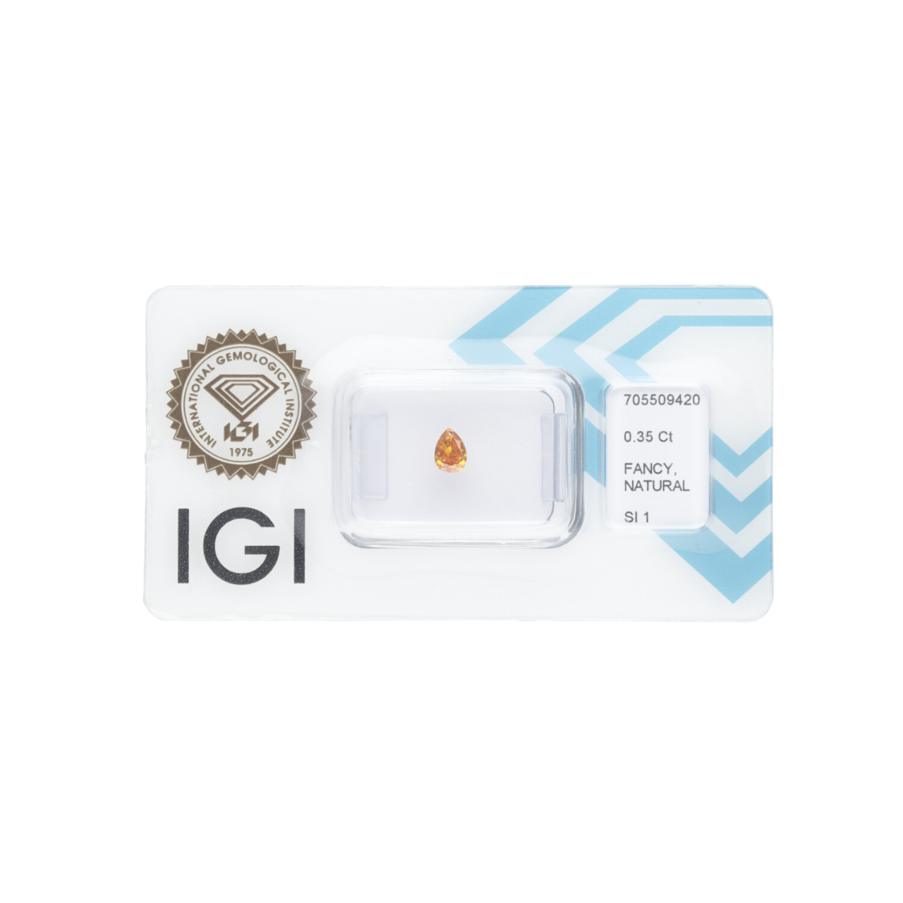 Diament naturalny 0,35 CT / Natural Fancy Intense Yellowish Orange / Pear Modified Brilliant / SI1 / VG - wysyłka 24 h! - Mennica Skarbowa