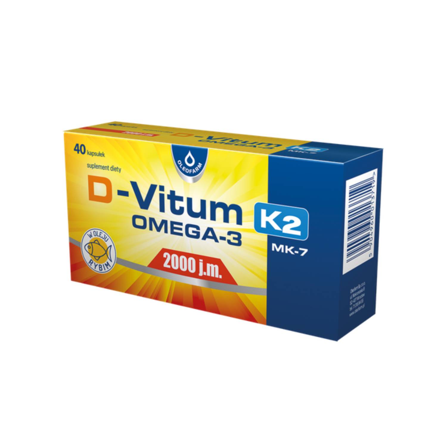 D-vitum 2000 j.m. k2 mk7 omega-3, 40 kapsułek
