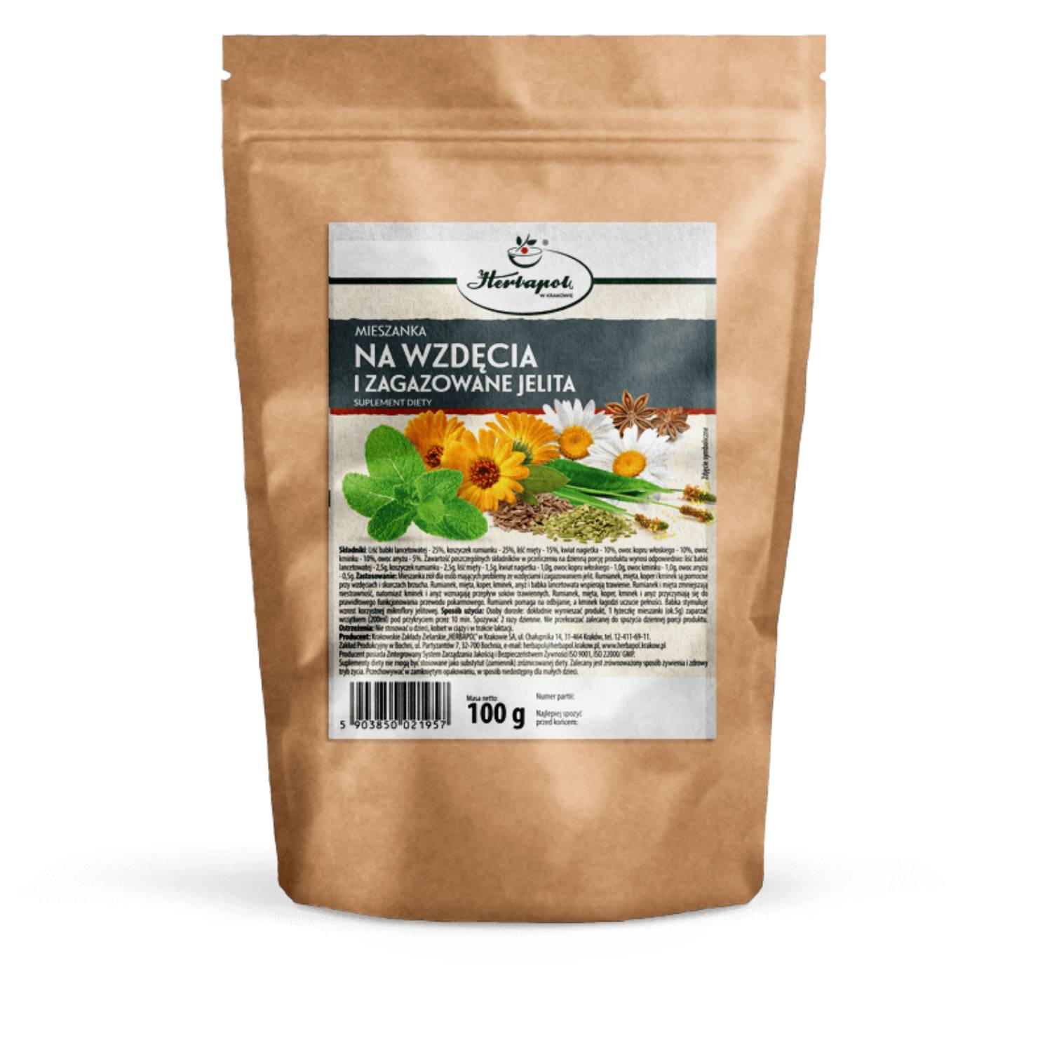 Herbapo kraków, mieszanka na wzdęcia i zagazowane jelita, 100 g