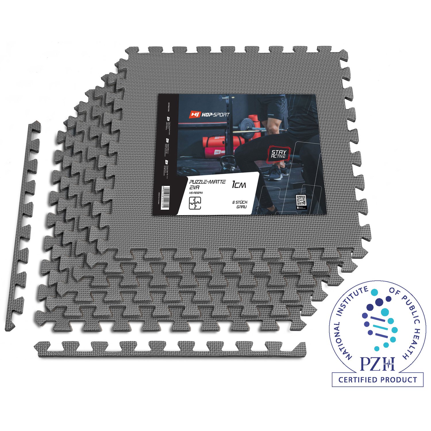 Puzzlematte EVA 1cm - 6 Stück grau