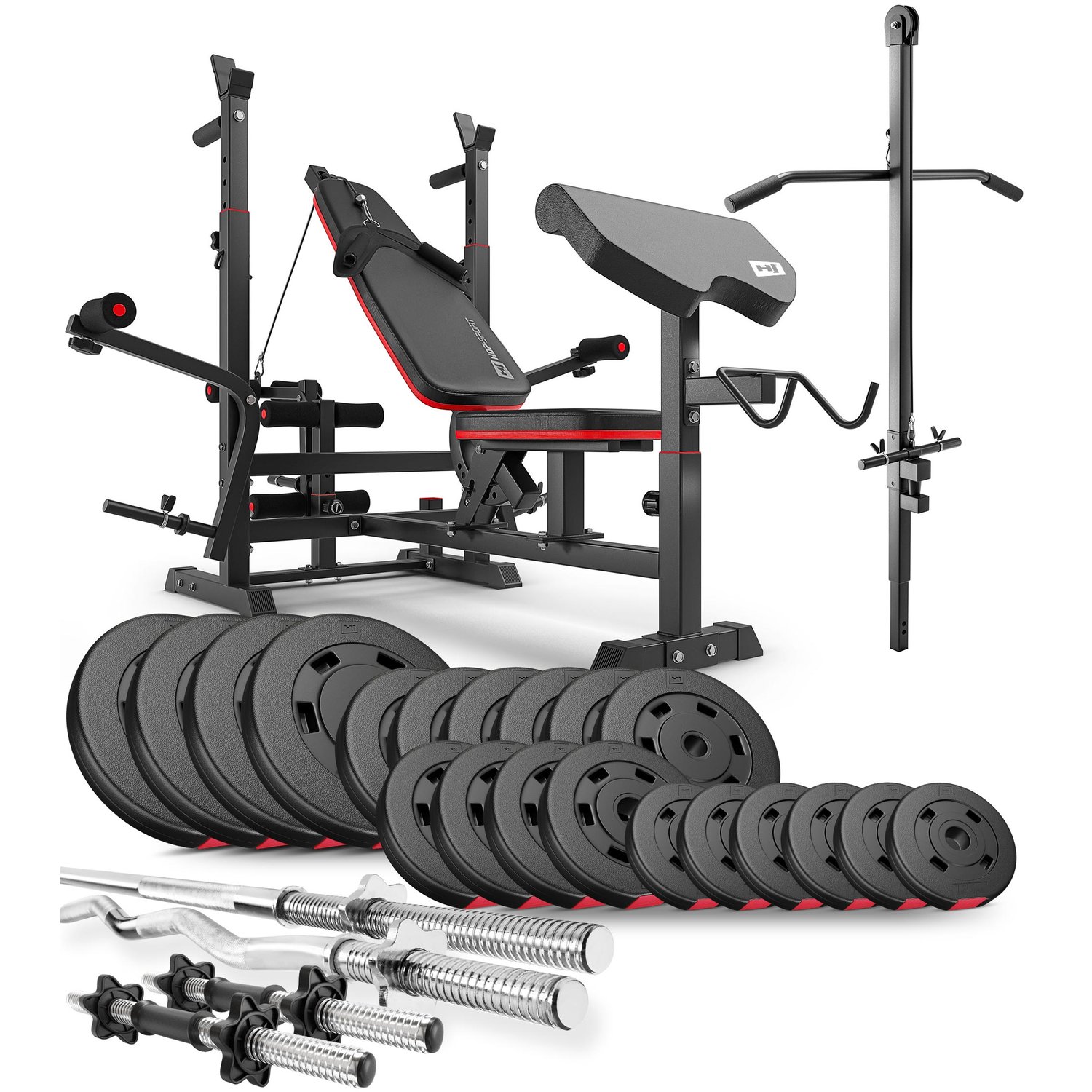 Kunststoff Hantelset 105 kg mit Hantelbank HS-1075