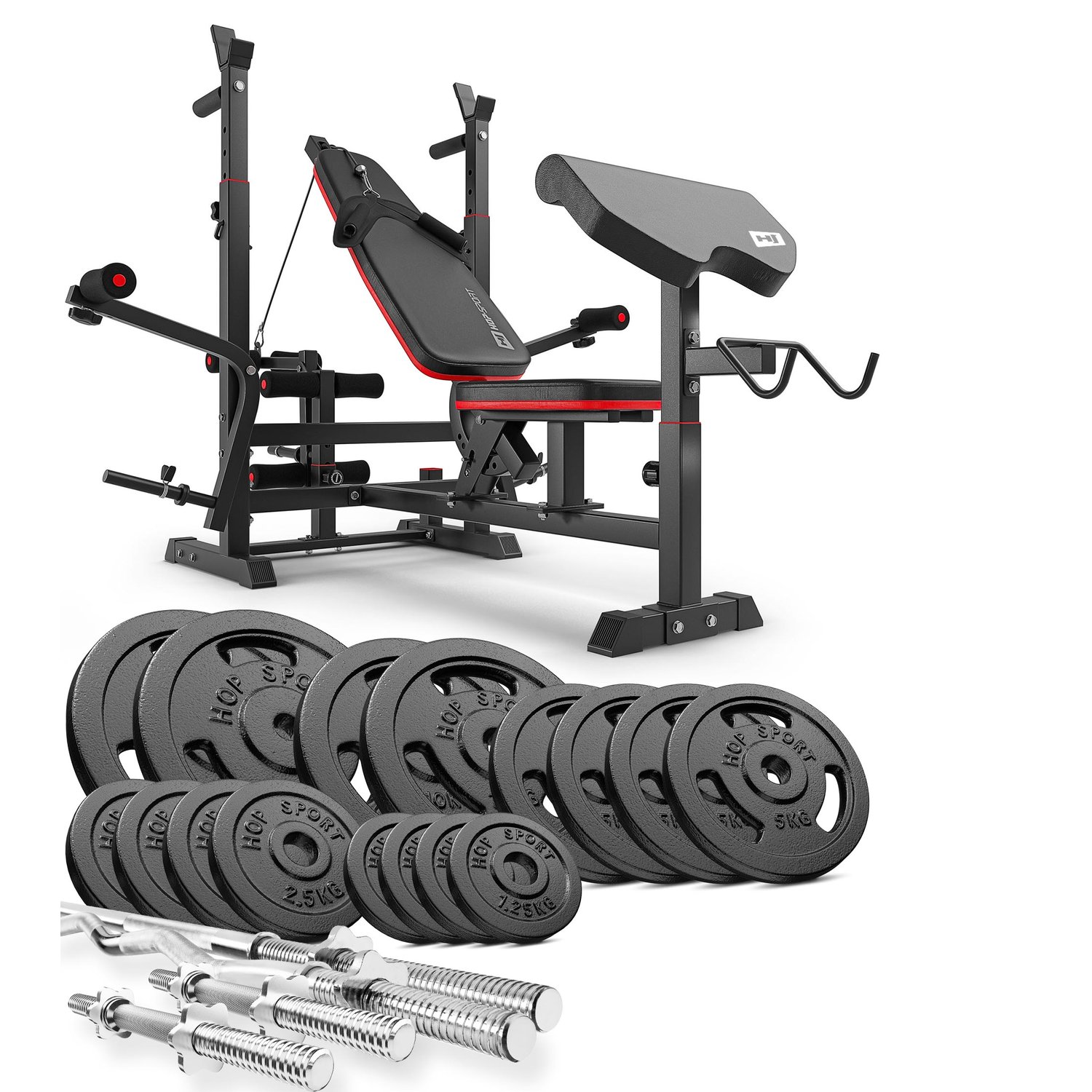 Zestaw kulturystyczny Strong 106kg z ławką HS-1075