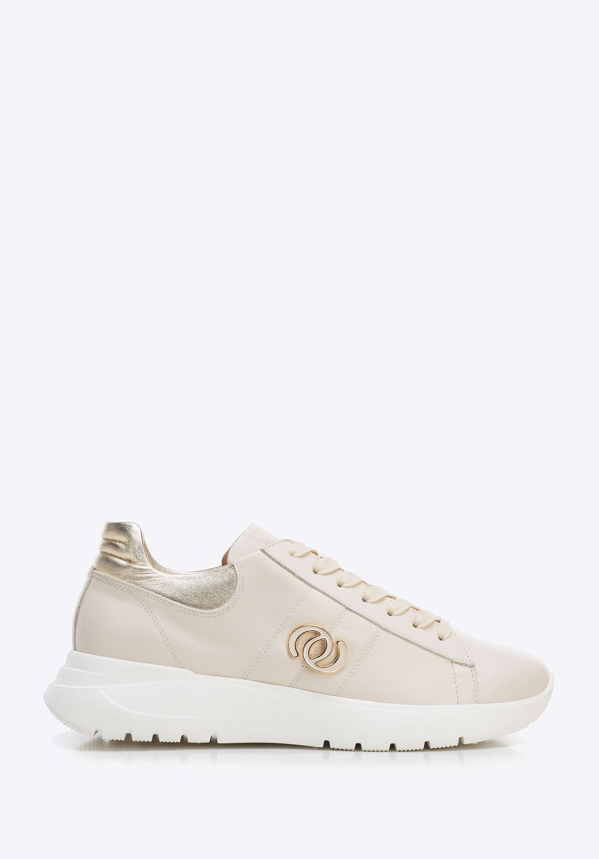 Damskie sneakersy z naturalnej skóry beżowe